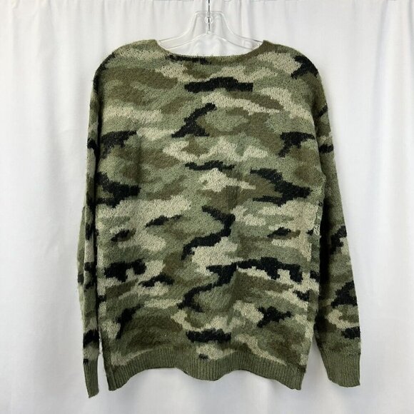 Falls Creek Womens V-Neck Multicolor Camo Print Long Sleeve Sweater Medium - Picture 5 of 8